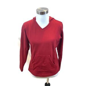 Ladies Columbia Brand Red‎ V Neck Hooded Sweatshirt Aize Small
